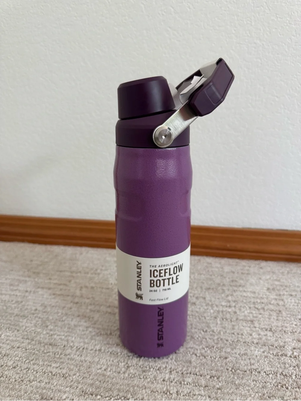 New Stanley Plum 24oz IceFlow Aerolight Fast Flow Water Bottle - Stainless